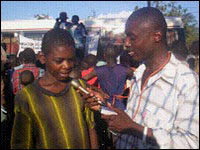 Moses Mvula being interviewed by Mutuna Chanda of QFM Radio - Lusaka Zambia